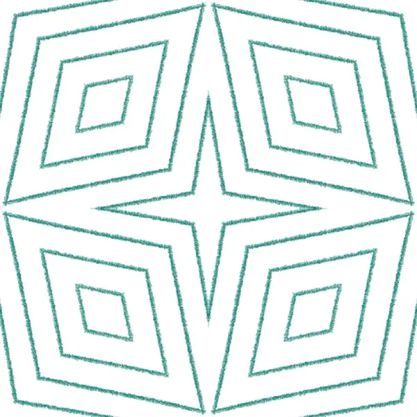 Ikat Επαναλαμβανόμενο Σχέδιο Μαγιό Τυρκουάζ Συμμετρικό Φόντο Καλειδοσκόπιο Καλοκαίρι Ikat — Φωτογραφία Αρχείου