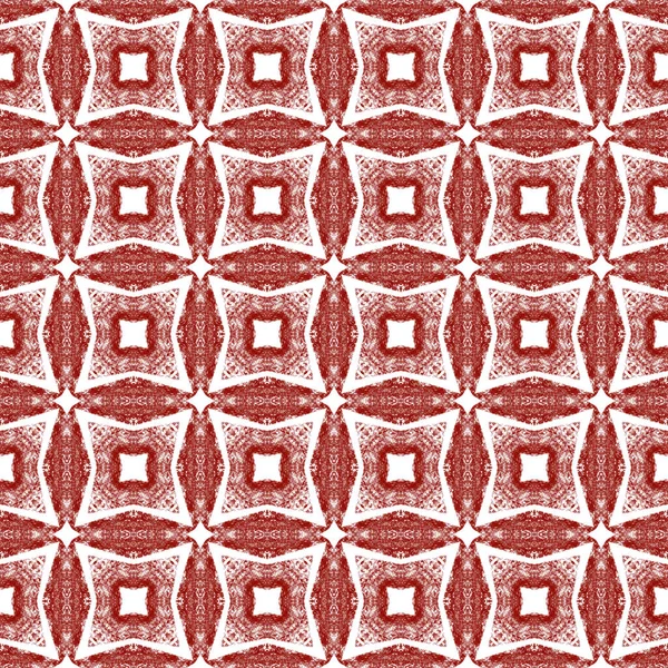 Ikat Opakující Design Plavek Maroon Symetrické Kaleidoskop Pozadí Textilní Připravený — Stock fotografie