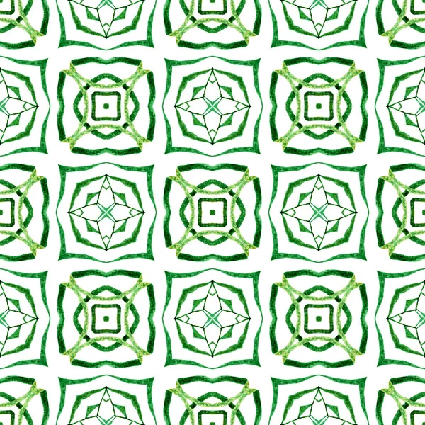 Pintado Mano Azulejos Borde Acuarela Verde Impresionante Diseño Boho Chic — Foto de Stock