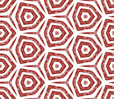 Etnik elle boyanmış desen. Şarap kırmızısı simetrik kaleydoskop arka planı. Yazlık elbise, elle boyanmış fayans. Tekstil hazır harika baskı, mayo kumaş, duvar kağıdı, ambalaj..