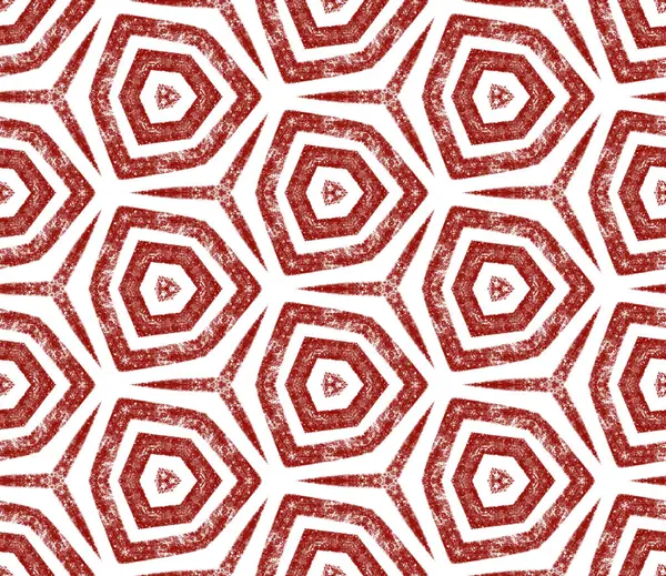 Ethnic Hand Painted Pattern Wine Red Symmetrical Kaleidoscope Background Summer — Stock Photo, Image