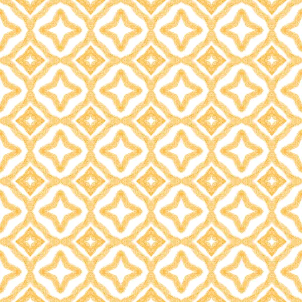 Arabesque hand drawn pattern. Yellow symmetrical kaleidoscope background. Textile ready favorable print, swimwear fabric, wallpaper, wrapping. Oriental arabesque hand drawn design.