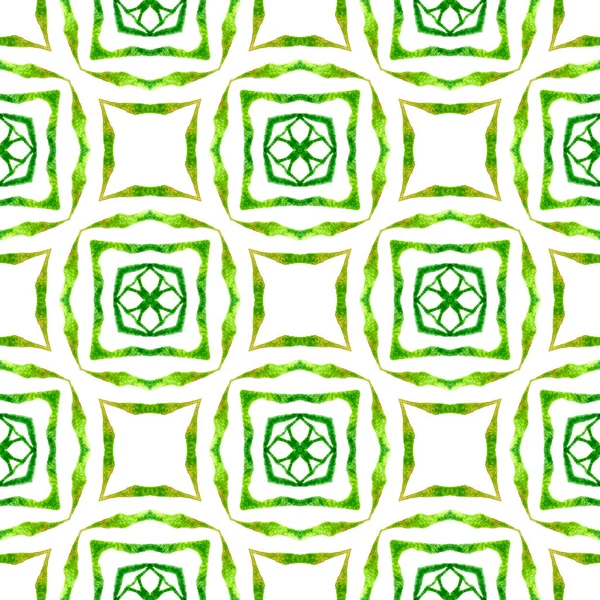 Акварельный Медальон Бесшовная Граница Зеленый Красивый Шикарный Летний Дизайн Текстиль — стоковое фото