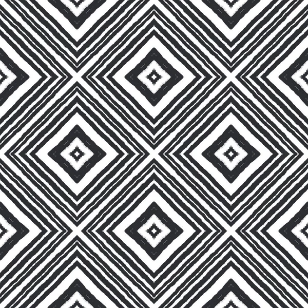 Striped hand drawn pattern. Black symmetrical kaleidoscope background. Repeating striped hand drawn tile. Textile ready Actual print, swimwear fabric, wallpaper, wrapping.
