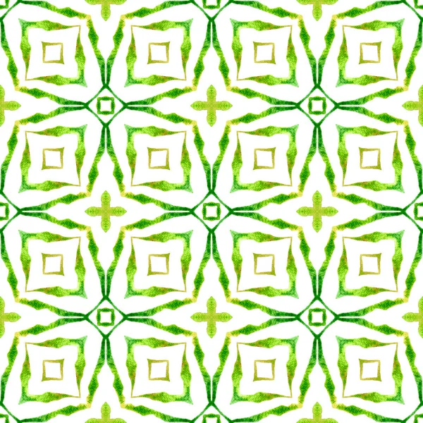 雪佛龙水彩图案绿色令人难以置信的时髦夏装设计 纺织现成迷人的印花 泳衣面料 包装材料 绿色几何叶轮水彩边界 — 图库照片