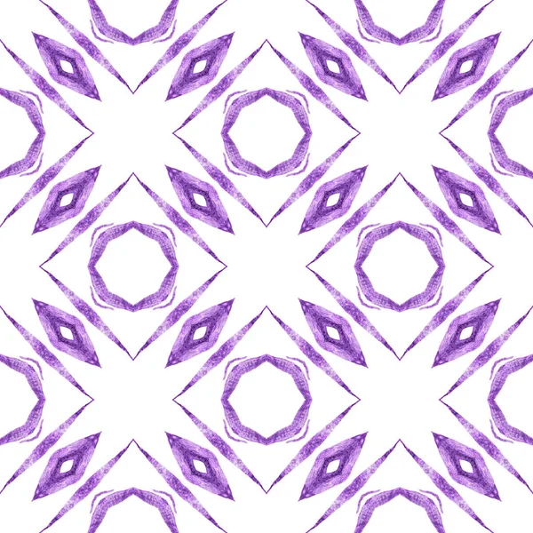 Medallion Seamless Pattern Purple Flawless Boho Chic Summer Design Watercolor — Stock Photo, Image