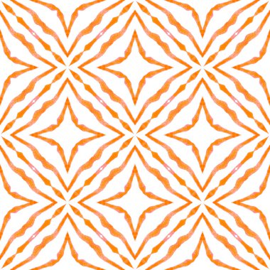 Etnik elle boyanmış desen. Turuncu güçlü boho şık yaz tasarımı. Tekstil hazır, çekici baskı, mayo kumaş, duvar kağıdı, ambalaj. Suluboya yaz etnik sınır düzeni.