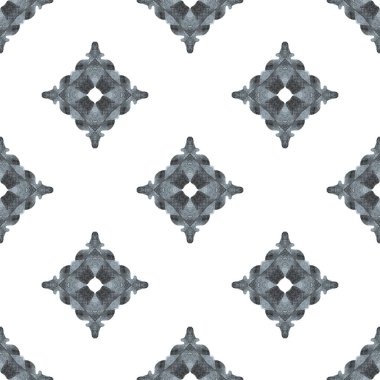 Madalyon pürüzsüz desen. Siyah ve beyaz muhteşem boho şık yaz tasarımı. Tekstil hazır hipnotize baskı, mayo kumaş, duvar kağıdı, ambalaj. Suluboya madalyonu, kusursuz sınır.