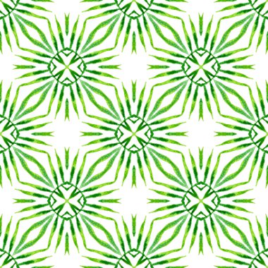 Tropik, pürüzsüz desen. Yeşil hoş boho şık yaz tasarımı. El çizimi tropikal, pürüzsüz sınır. Tekstil hazır yaratıcı baskı, mayo kumaş, duvar kağıdı, ambalaj..