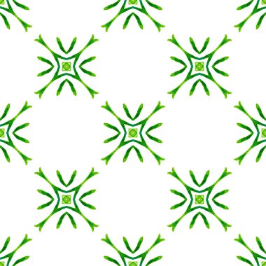 Moda organik yeşil sınır. Yeşil şaşırtıcı boho şık yaz tasarımı. Tekstil hazır canlı baskı, mayo kumaş, duvar kağıdı, ambalaj. Organik fayans.