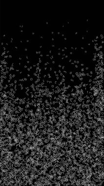 Falling numbers, big data concept. Binary white random flying digits. Wondrous futuristic banner on black background. Digital illustration with falling numbers.