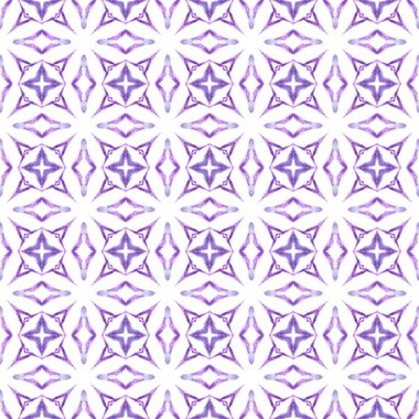 Elle boyanmış suluboya kenar. Mor popüler boho şık yaz tasarımı. Tekstil hazır, kayda değer baskı, mayo kumaş, duvar kağıdı, ambalaj. Döşemeli suluboya arkaplan.