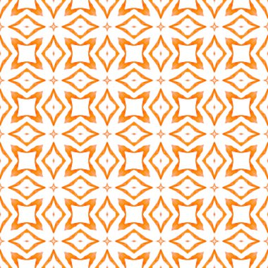 Tekstil hazır hipnotize baskı, mayo kumaş, duvar kağıdı, ambalaj. Turuncu eğlenceli boho şık yaz tasarımı. Etnik elle boyanmış desen. Suluboya yaz etnik sınır düzeni.