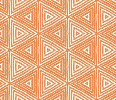 Mozaik kusursuz desen. Turuncu simetrik kaleydoskop arka planı. Tekstil hazır nefes kesici baskı, mayo kumaş, duvar kağıdı, ambalaj. Retro mozaik pürüzsüz tasarım.