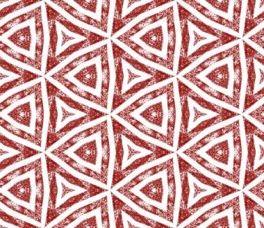 Etnik elle boyanmış desen. Şarap kırmızısı simetrik kaleydoskop arka planı. Tekstil hazır harika baskı, mayo kumaş, duvar kağıdı, ambalaj. Yazlık elbise, elle boyanmış fayans..
