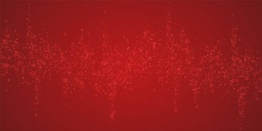 Güzel kar yağışı arkaplanı. İnce uçan kar taneleri ve kırmızı arka plandaki yıldızlar. Güzel kar yağışı şablonu. Geniş vektör illüstrasyonu.