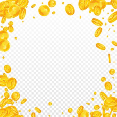 Amerikan dolarları düşüyor. Dağınık altın Amerikan Doları. Amerikan parası. Büyük ikramiye ya da başarı konsepti. Kare vektör illüstrasyonu.