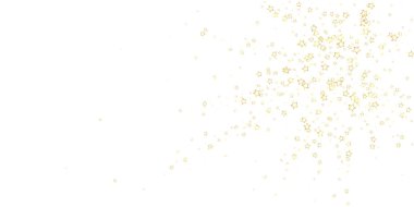 Parıldayan yıldızlar rastgele dağılmış, uçuyor, düşüyor, yüzüyor. Noel kutlaması kavramı. Beyaz arkaplanda şenlikli yıldız vektör çizimi.