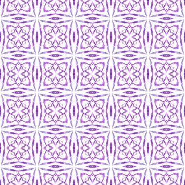 Döşemeli suluboya arka plan. Mor nefes kesici boho şık yaz tasarımı. Elle boyanmış suluboya kenar. Tekstil hazır, kayda değer baskı, mayo kumaş, duvar kağıdı, ambalaj..