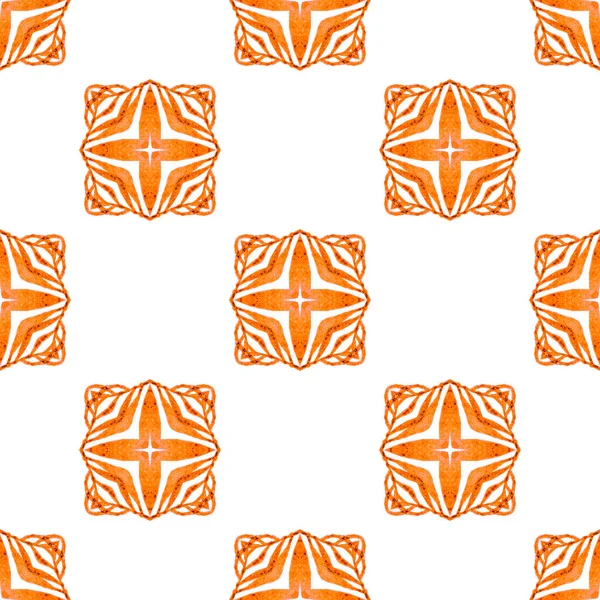 手描きのトロピカルシームレスボーダー オレンジの傑出したブーホーシックな夏のデザイン 熱帯シームレスなパターン 織物の準備ができている並外れた印刷物 水着の生地 包むこと — ストック写真