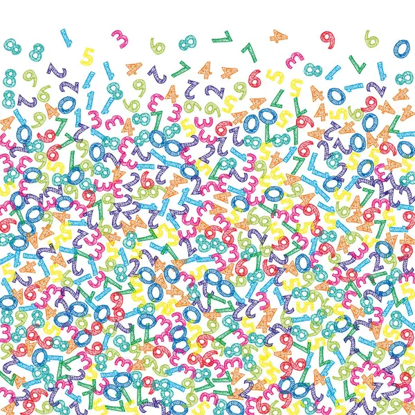 Spadające Kolorowe Numery Szkiców Koncepcja Matematyki Latającymi Cyframi Fantastyczny Powrót — Zdjęcie stockowe