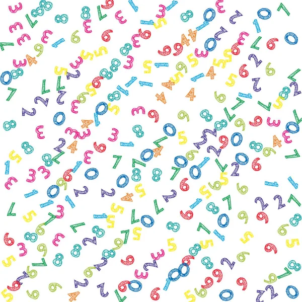 Spadające Kolorowe Numery Szkiców Koncepcja Matematyki Latającymi Cyframi Majestatyczny Powrót — Zdjęcie stockowe