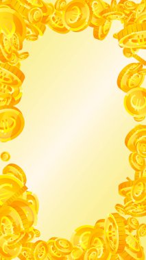 European Union Euro coins falling. Scattered gold EUR coins. Europe money. Great business success concept. Vector illustration.
