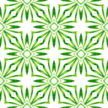 Tropik, pürüzsüz desen. Yeşil büyüleyici boho şık yaz tasarımı. Tekstil hazır, kusursuz baskı, mayo kumaş, duvar kağıdı, ambalaj. El çizimi tropikal, pürüzsüz sınır.