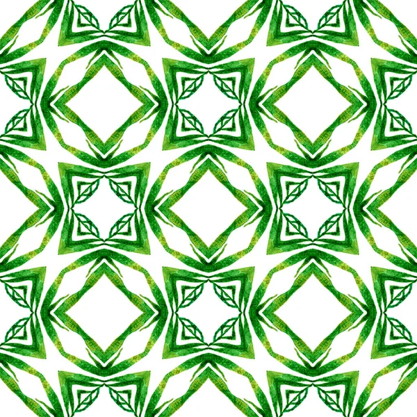 时尚的有机绿色边界 绿色吸引人的时髦夏装设计 纺织现成的古色古香印花 泳衣面料 包装材料 有机瓷砖 — 图库照片