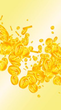 İsviçre frangı para yağıyor. Altın dağınık CHF paraları. İsviçre parası. Küresel finansal kriz konsepti. Vektör illüstrasyonu.