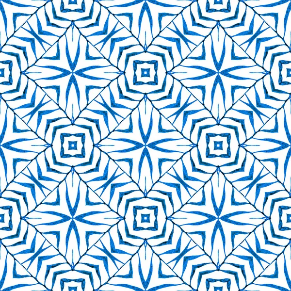 Oriental arabesque hand drawn border. Blue enchanting boho chic summer design. Textile ready popular print, swimwear fabric, wallpaper, wrapping. Arabesque hand drawn design.