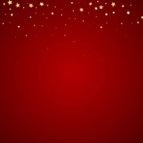 マジックスターベクトルオーバーレイ ゴールドスターはランダムに散りばめられ 浮かびました 混沌とした夢のような子供っぽいオーバーレイテンプレート 赤い背景の魔法の漫画の夜空 — ストックベクタ