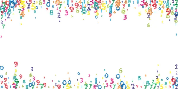 色彩斑斓的数字 数学学习的概念与飞行数字 磁回学校数学横幅白色背景 数字下降说明 — 图库照片