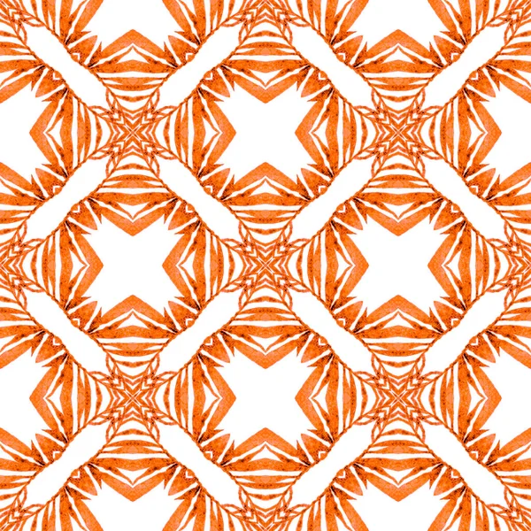 Tropical seamless pattern. Orange ecstatic boho chic summer design. Hand drawn tropical seamless border. Textile ready admirable print, swimwear fabric, wallpaper, wrapping.
