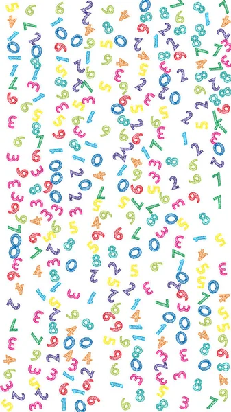 Falling colorful sketch numbers. Math study concept with flying digits. Gorgeous back to school mathematics banner on white background. Falling numbers illustration.