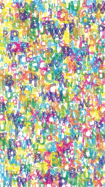 İngilizce 'nin harfleri düşüyor. Latin alfabesinin parlak el çizimleri. Yabancı diller öğrenim kavramı. Beyaz arkaplandaki okul afişine nazikçe geri dön.