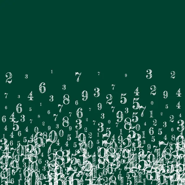 Düşen sayılar. Uçan parmaklarla matematik çalışma konsepti. Tahta arka planda matematik afişi var. Düşen sayılar vektör illüstrasyonu.
