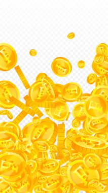 İsviçre frangı para yağıyor. Altın dağınık CHF paraları. İsviçre parası. Küresel finansal kriz konsepti. Vektör illüstrasyonu.