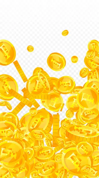 İsviçre frangı para yağıyor. Altın dağınık CHF paraları. İsviçre parası. Küresel finansal kriz konsepti. Vektör illüstrasyonu.