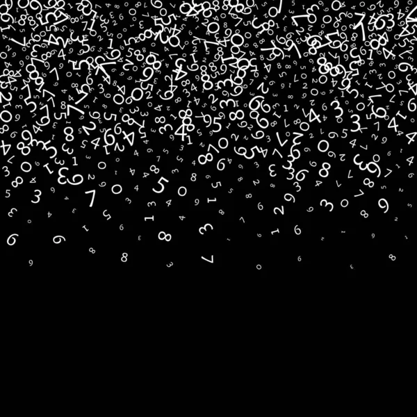 減少する数字 ビッグデータの概念 バイナリ ホワイト メッシー フライング ディジット 黒い背景のオリジナルの未来的なバナー 落下する数字によるデジタルイラスト — ストック写真