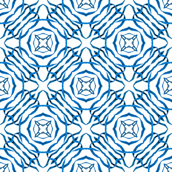 Oriental arabesque hand drawn border. Blue breathtaking boho chic summer design. Arabesque hand drawn design. Textile ready amusing print, swimwear fabric, wallpaper, wrapping.