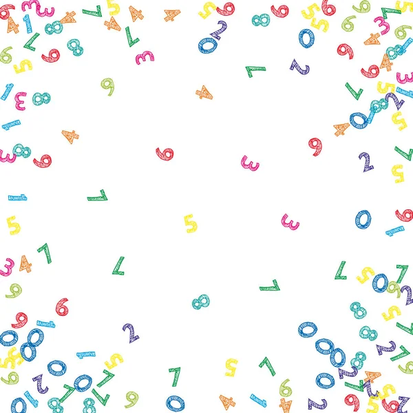 Spadające Kolorowe Numery Szkiców Koncepcja Matematyki Latającymi Cyframi Piękny Powrót — Zdjęcie stockowe