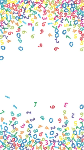 Spadające Kolorowe Numery Szkiców Koncepcja Matematyki Latającymi Cyframi Popularny Powrót — Zdjęcie stockowe