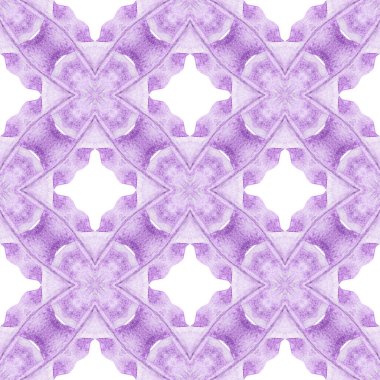 Tekstil hazır orijinal baskı, mayo kumaş, duvar kağıdı, ambalaj. Mor zevkli boho şık yaz tasarımı. Sembol suluboya deseni. Yeşil geometrik sembolü suluboya kenarı.