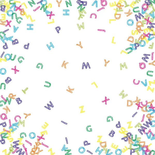 Falling Letters English Language Colorful Sketch Flying Words Latin Alphabet — Stock Photo, Image