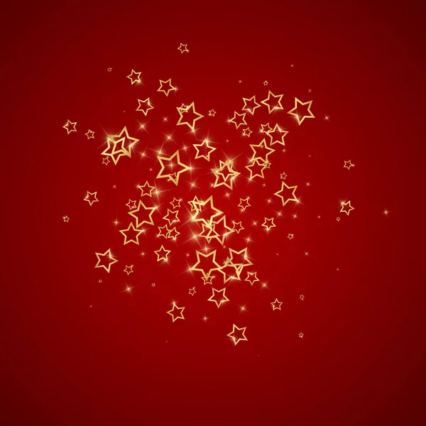 ゴールドスパークリングスターのセッティ 混沌とした夢のような子供っぽいオーバーレイテンプレート お祝いの星 赤い背景のベクトルイラスト — ストックベクタ