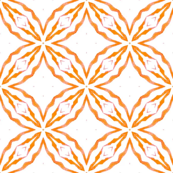 Mosaic seamless pattern. Orange mind-blowing boho chic summer design. Hand drawn green mosaic seamless border. Textile ready extra print, swimwear fabric, wallpaper, wrapping.