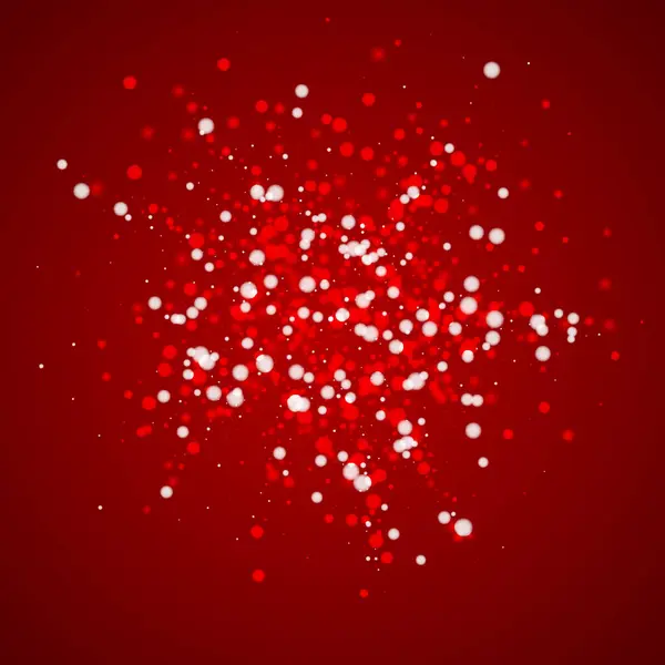 Sneeuwval Overlay Kerst Achtergrond Subtiele Vliegende Sneeuwvlokken Sterren Kerst Rode — Stockvector