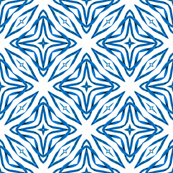 Ručně Kreslený Pruh Modré Nádherné Boho Elegantní Letní Design Textilní — Stock fotografie