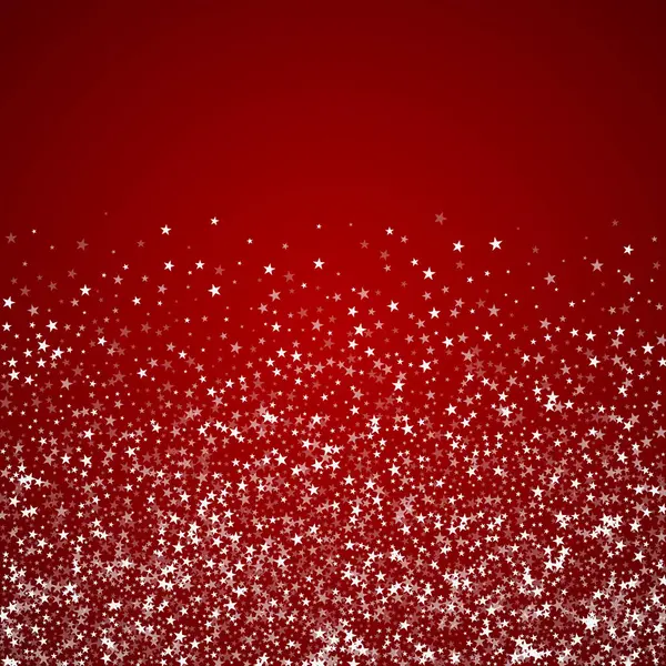 降雪覆盖了圣诞节的背景 淡淡的飘扬的雪花和圣诞红背景上的星星 喜庆的降雪覆盖着 正方形矢量说明 — 图库矢量图片